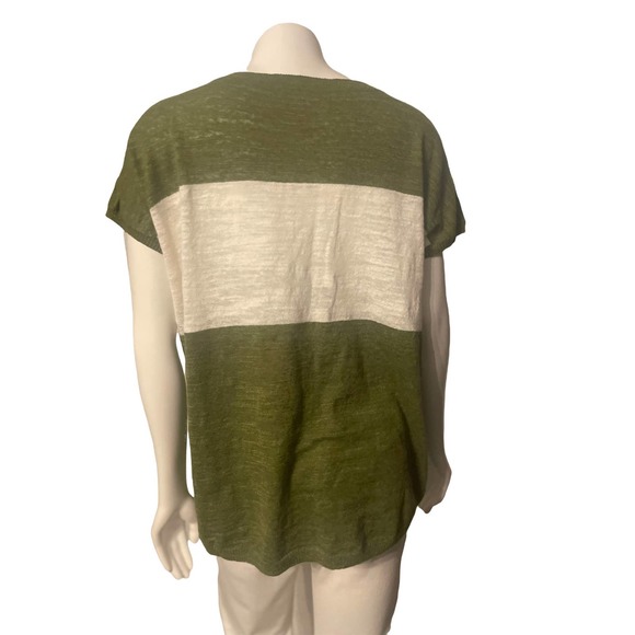 J.Crew sleeveless sweater  green & white S, preppy, linen blend, resort - Picture 2 of 4